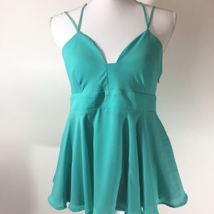 Express turquoise babydoll top EUC